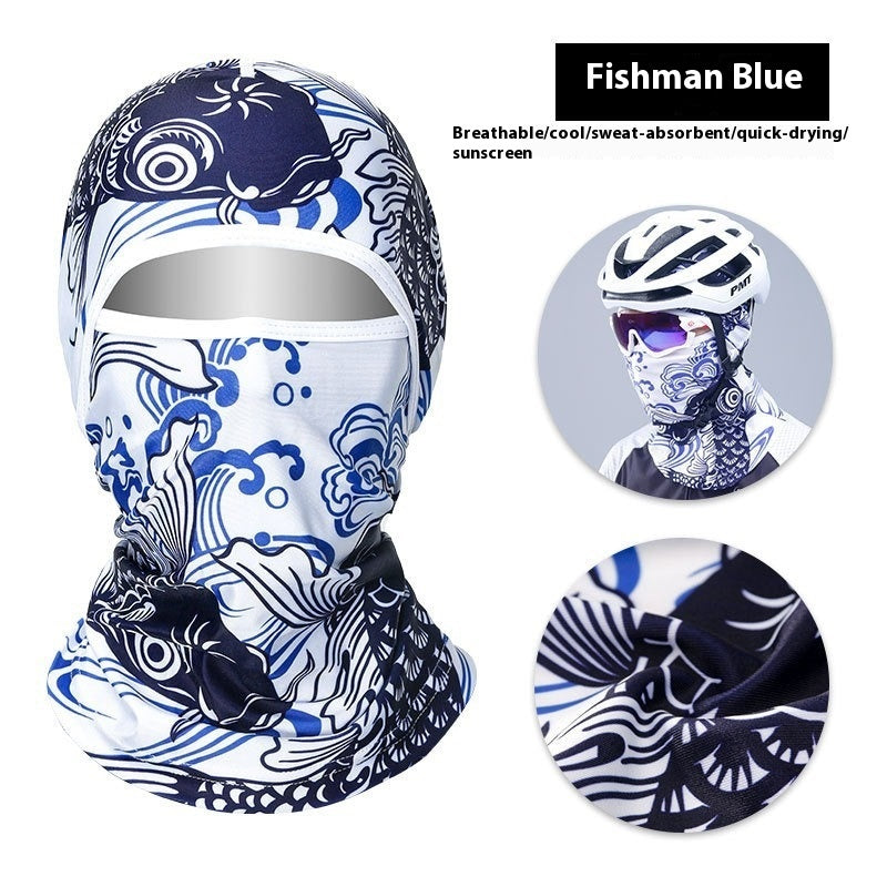 Summer Ice Silk Sun Protection Mask Men's Head Cover Full Face Fishing Sun Protection Scarf