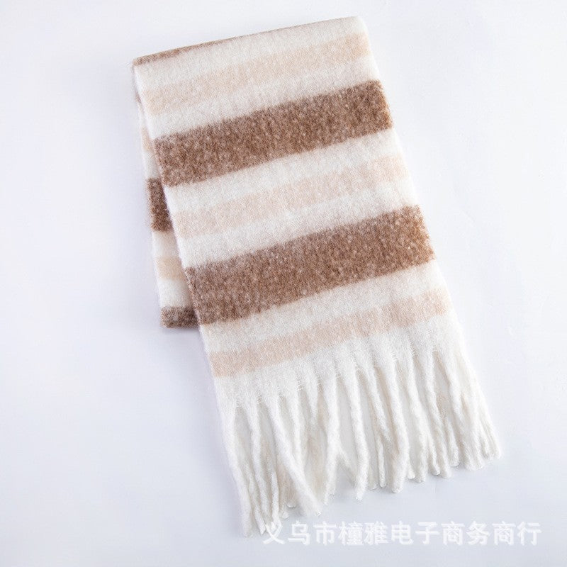 Thick Mohair Fluffy Scarf Warm Plush Scarf For Women