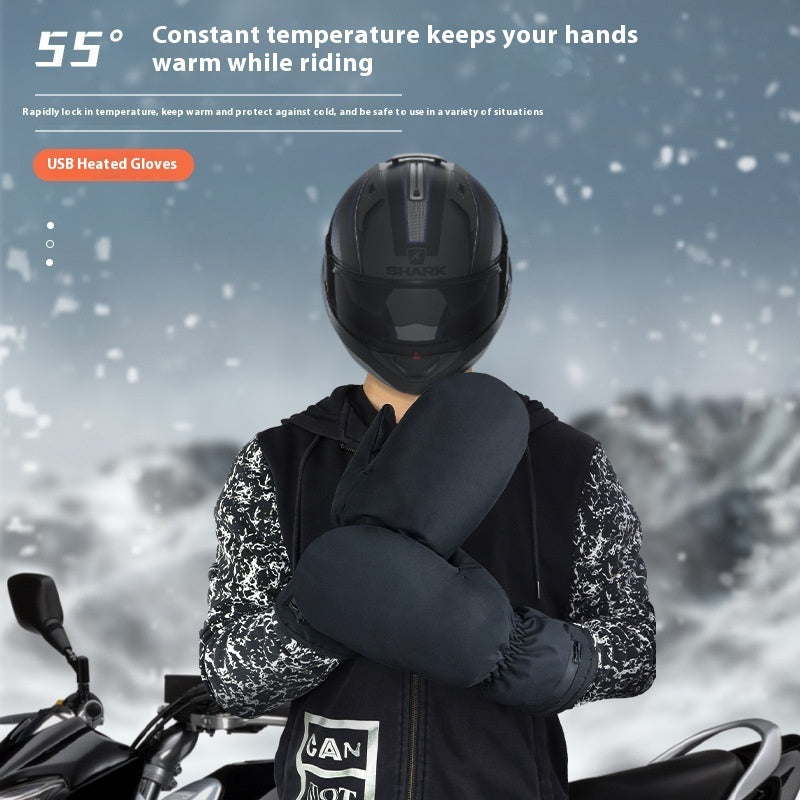 Electrically Heated Gloves Heating Zipper Thermal Windproof Gloves