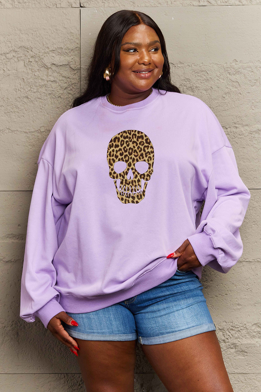 Simply Love Full Size Drop Shoulder Graphic Sweatshirt