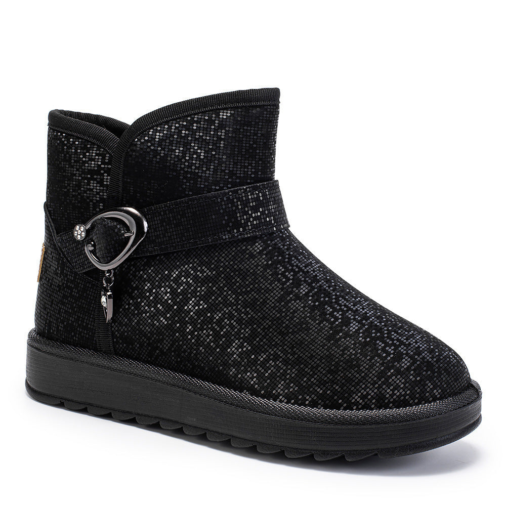 Snow Boots Women Winter Fleece-lined Thicken One Pedal Cotton Shoes Women Ankle Boots