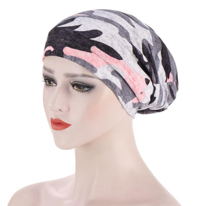 Flower Edging Cap, Satin Lining, Night Cap, Hood, Turban, Night Cap, Satin Floral Print, Hair Loss