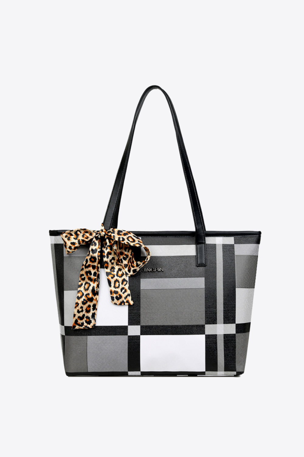 Adored Color Block Tie Detail PU Leather Tote Bag