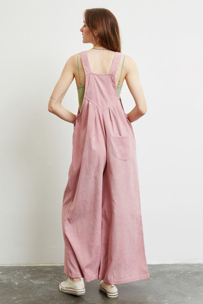 HEYSON Full Size Corduroy Sleeveless Wide-Leg Overall