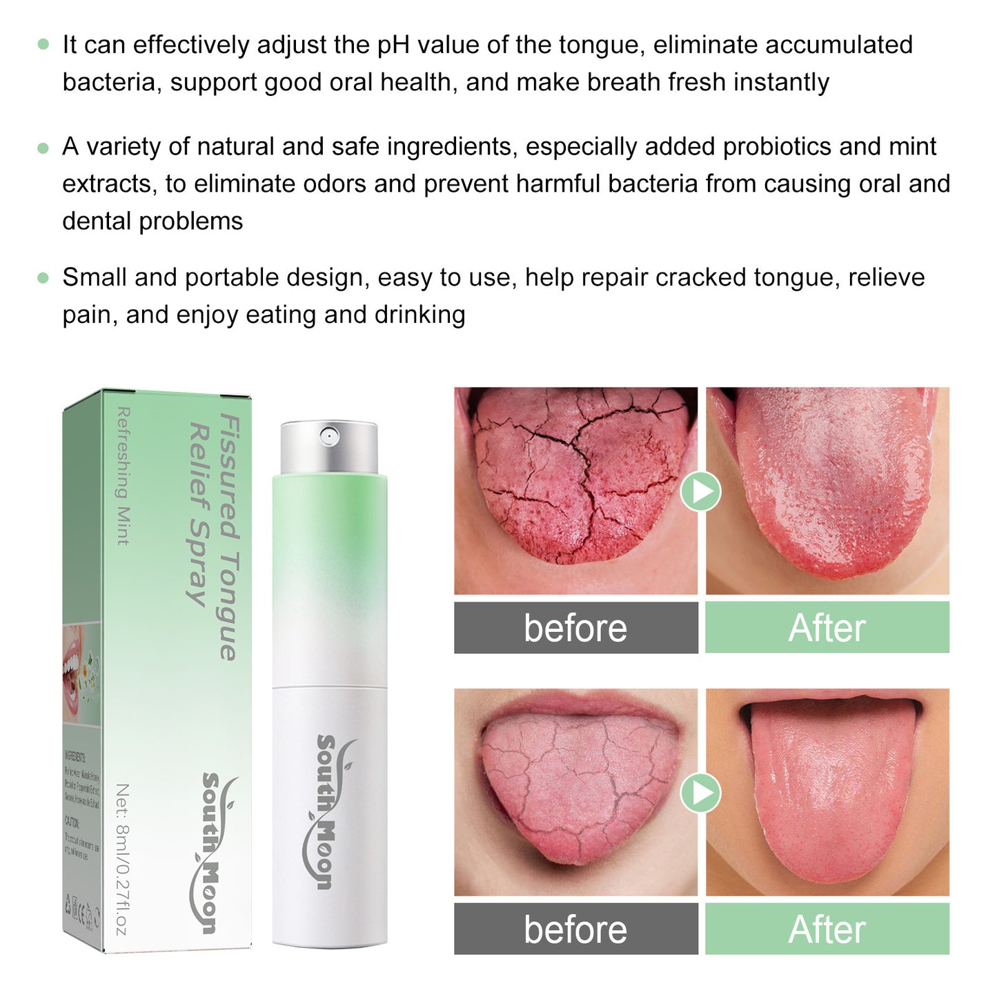 Odor Removing Oral Cracked Tongue Relief Spray