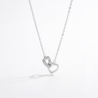 925 Sterling Silver Inlaid Zircon Heart Necklace