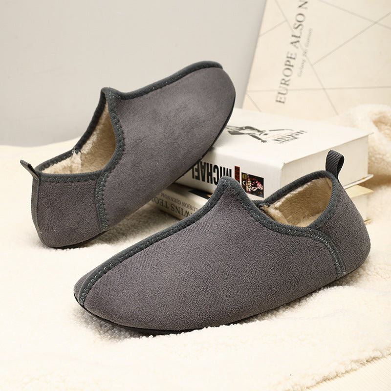 Soft Bottom Suede Ankle Wrap Cotton Slippers Women