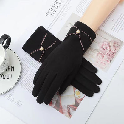 Deerskin Velvet Velvet Gloves Autumn And Winter Warm Essential Gloves Women's Riding Gloves