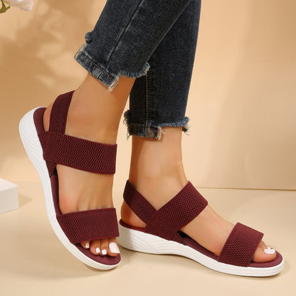 Rubber Open Toe Low Heel Sandals