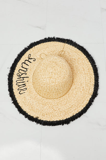 Fame Sunshine Straw Fringe Hoed