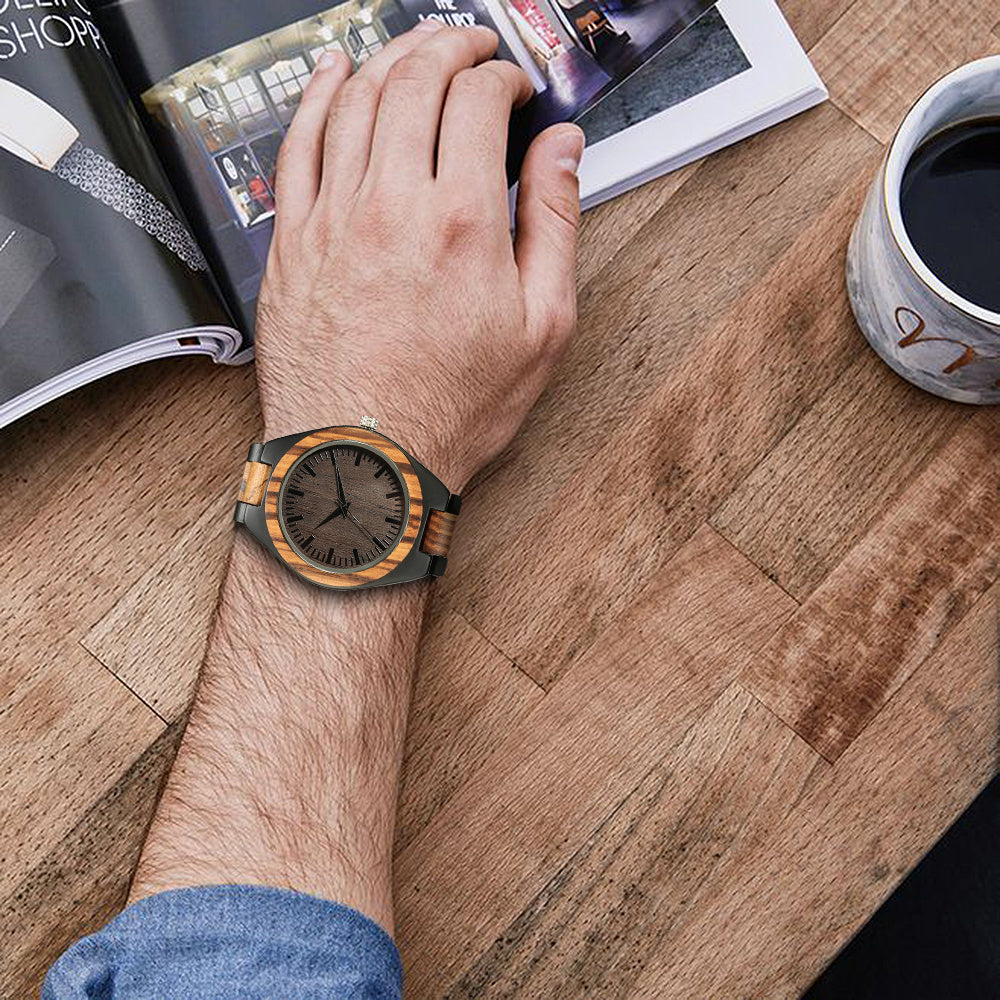 Men's And Women's Large Dial Wood Quartz Watch