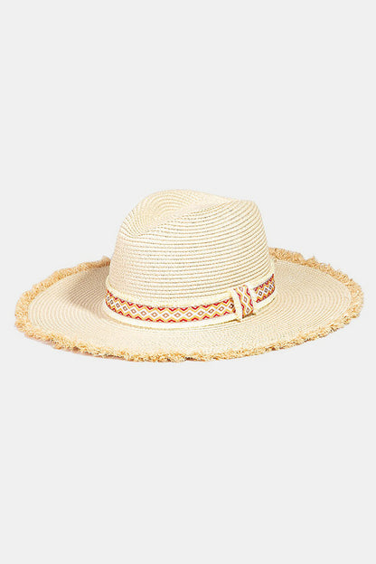 Fame Geometric Raw Hem Hat