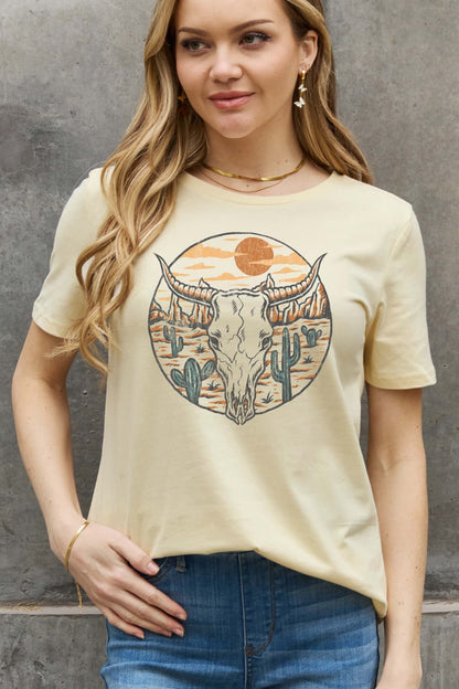 Simply Love Full Size Bull Cactus Graphic Cotton Tee