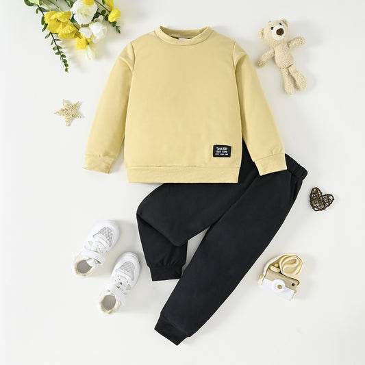 Round Neck Long Sleeve Top and Pants Set