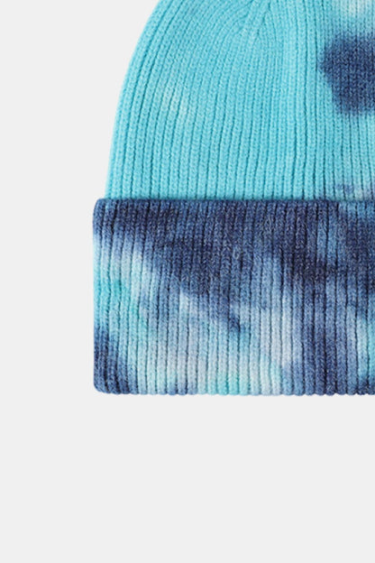 Tie-Dye Cuffed Rib-Knit Beanie Hat