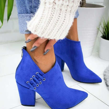 Fashion Ankle Boots Women Pointed-toe Zipper Shoes Lady