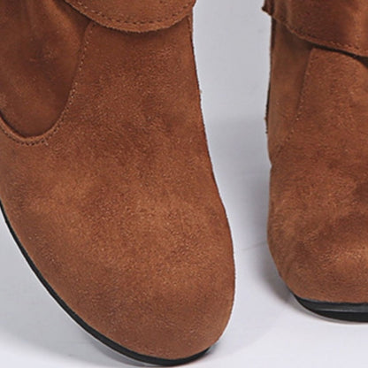 Side Zipper Suede Boots