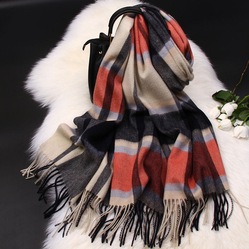 Plaid Scarf Women Wild 100 Wool British Bib Shawl