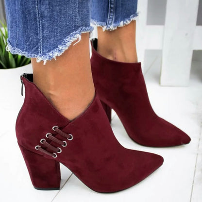 Fashion Ankle Boots Women Pointed-toe Zipper Shoes Lady