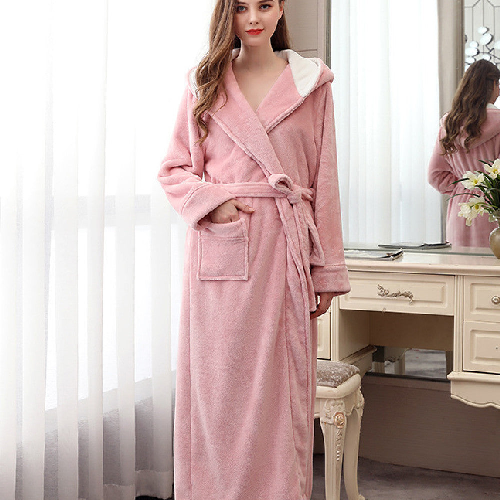 Plus Fat Coral Velvet Bathrobe Pajamas For Men