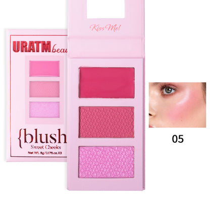 Three-color Highlight Blusher Plate Matte Shimmer Three-dimensional Repair