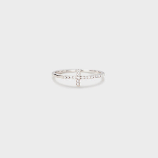 Cross Inlaid Zircon 925 Sterling Silver Ring