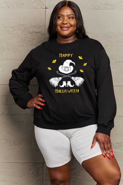 Simply Love Full Size HAPPY HALLOWEEN Graphic Sweatshirt