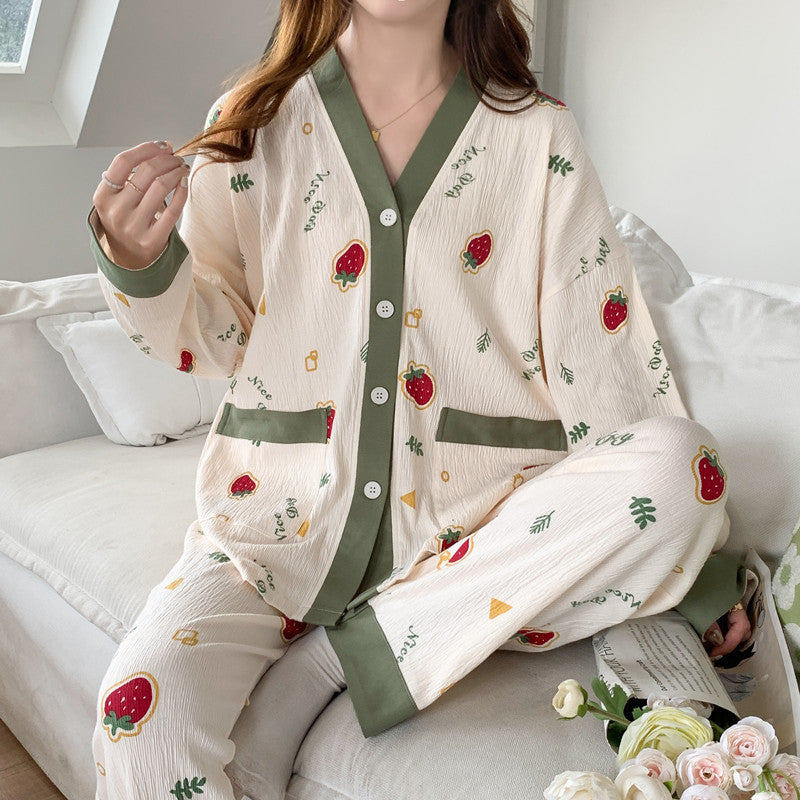 Women's Fashionable Floral Homewear Pajamas Suit