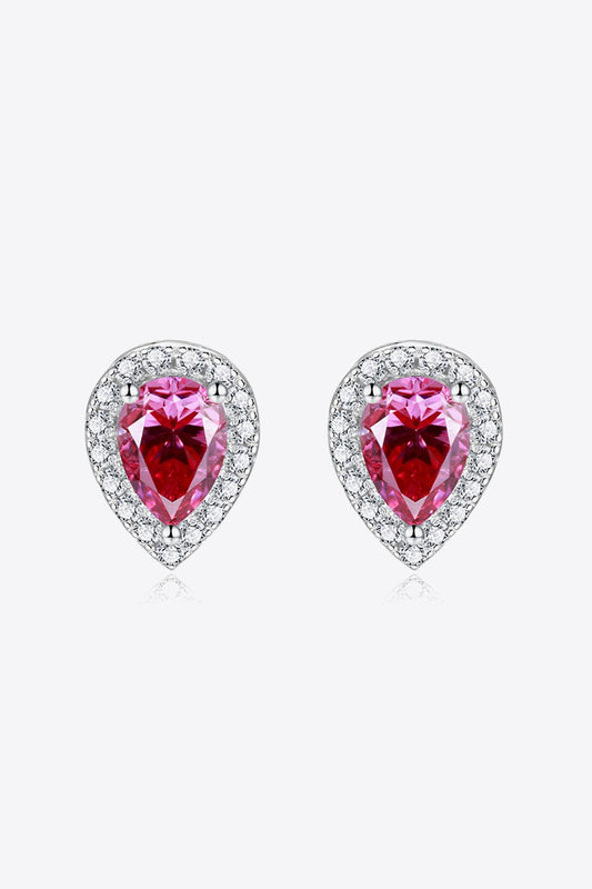 2 Carat Moissanite Teardrop Stud Earrings in Rose