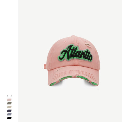 Fashion Retro Tattered Jeans Baseball Cap Letter Embroidered Peaked Cap