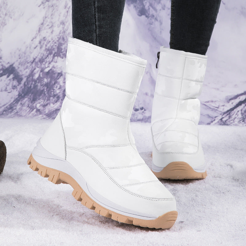 Winter Snow Boots For Women Outdoor Thickened High-top Plus Velvet Shoes Fashion Platform Ankle Boots Keep Warm Plush Shoes