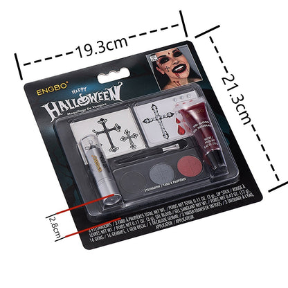 Halloween Dressing Cosmetics Cross-border Black Lipstick Smoky Makeup Plasma Stickers Halloween Painted Set