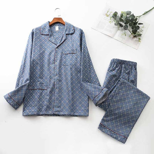 Brushed Cloth Long-sleeved Lapel Pajama Set