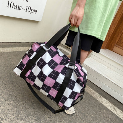 Oxford Cloth Plaid Travel Bag