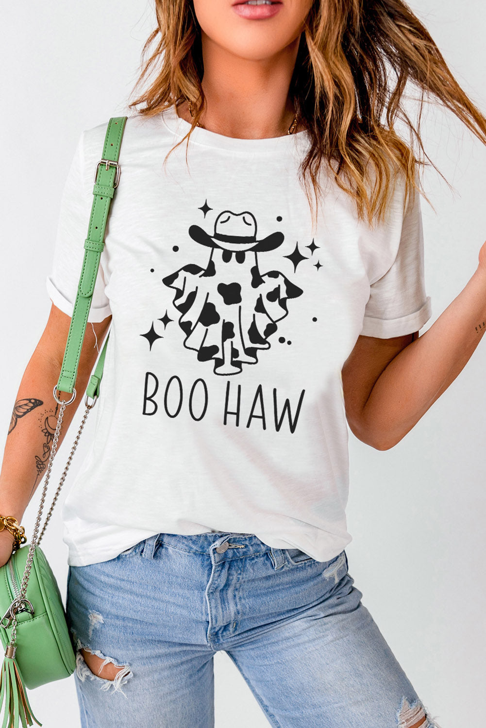 Short Sleeve BOO HAW Ghost Graphic T-Shirt