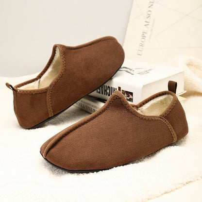 Soft Bottom Suede Ankle Wrap Cotton Slippers Women