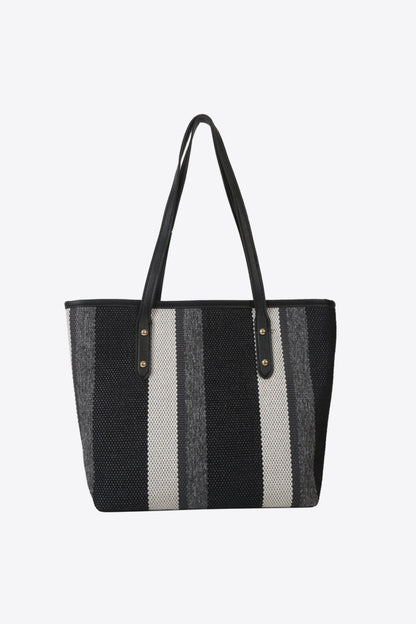 Striped Straw Tote Bag