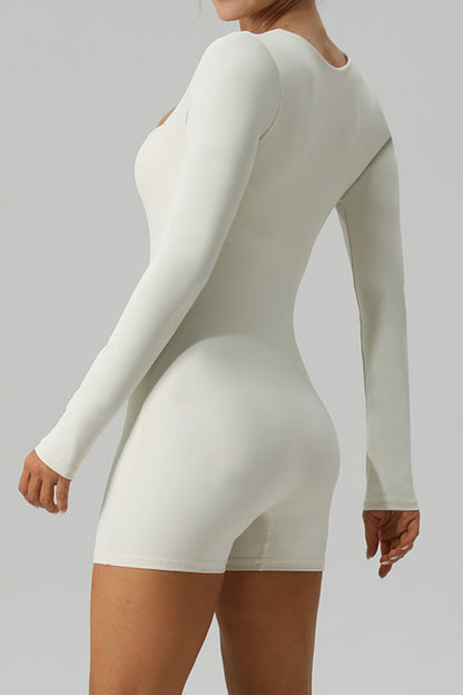 Square Neck Long Sleeve Active Romper