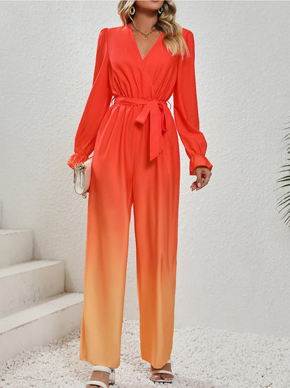 Gradient Tie Front Voltsmou Jumpsuit