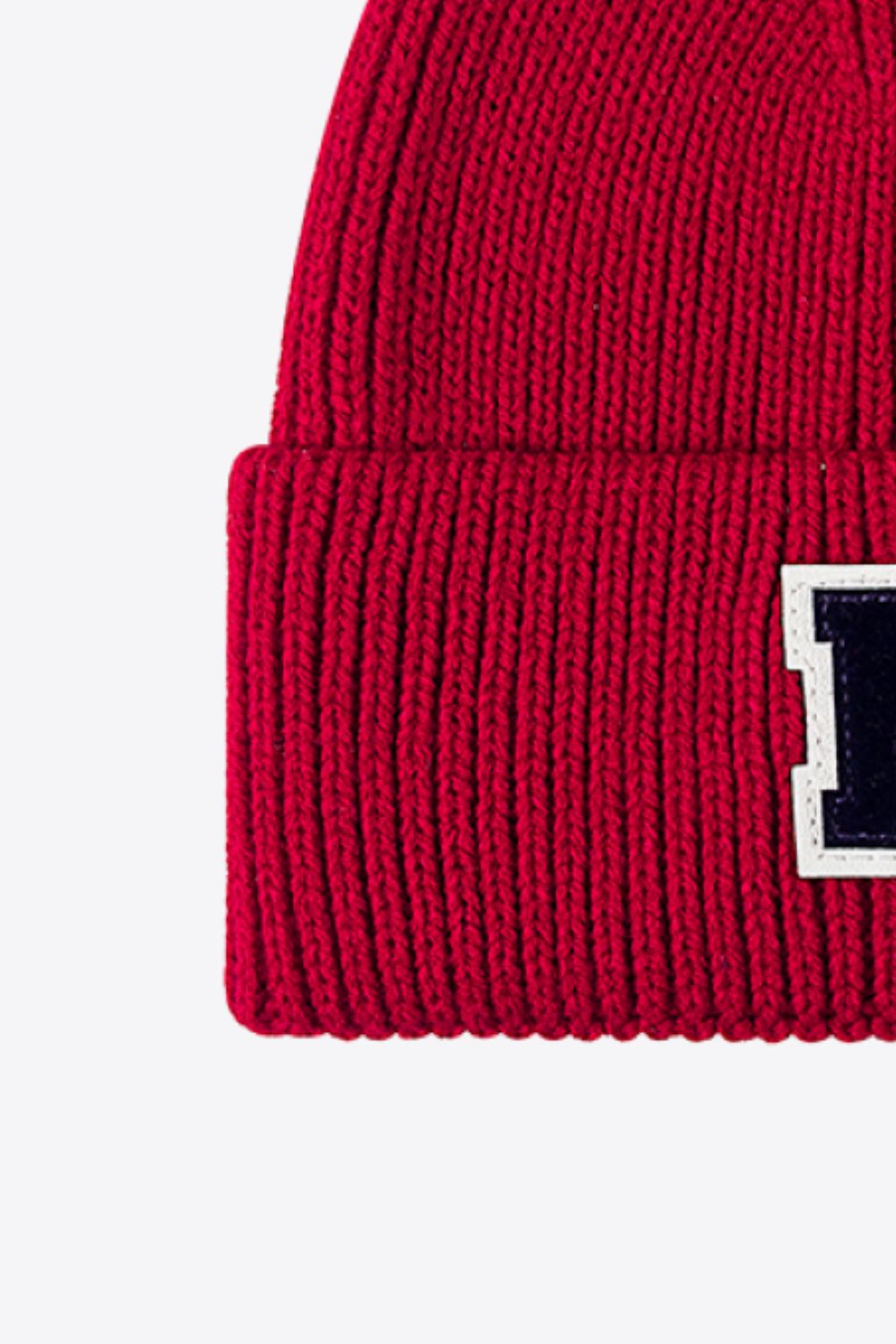 Letter Patch Cuffed Knit Beanie