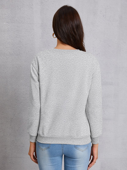 Butterfly Round Neck Dropped Shoulder Sweatshirt