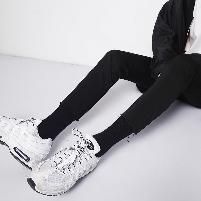 Mens Fashion Slim Fit Nine-quarter Jeans