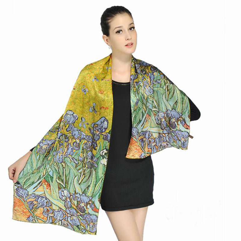 Crepe Satin Long Scarf Women 160x45 Shawl