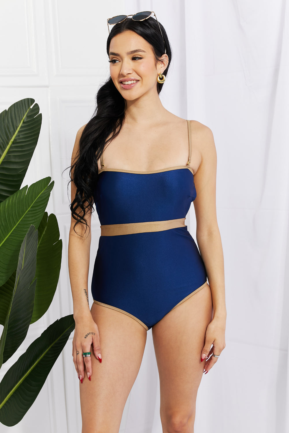 Marina West Swim Wave Break Kontras Trim Eenstuk