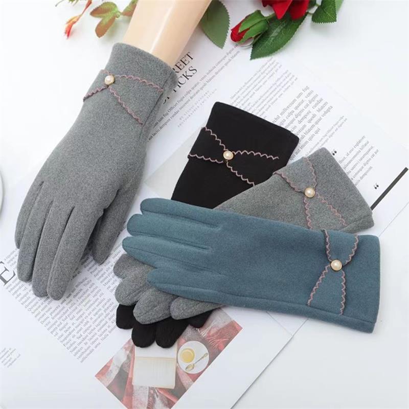 Deerskin Velvet Velvet Gloves Autumn And Winter Warm Essential Gloves Women's Riding Gloves