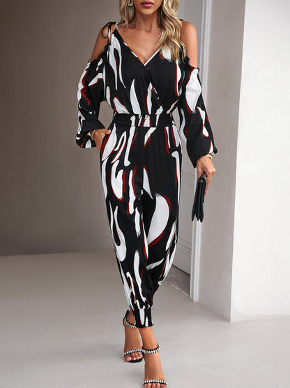 Women's fashion jumpsuit commuting waist trousers