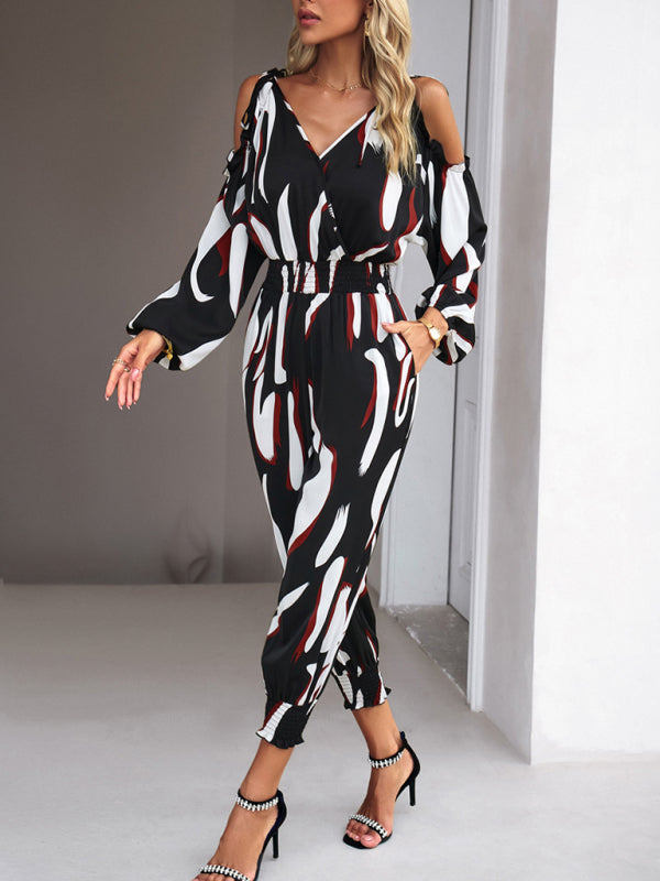 Women's fashion jumpsuit commuting waist trousers