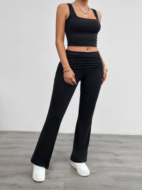 Women's Casual Solid Stretch Vest and Pants